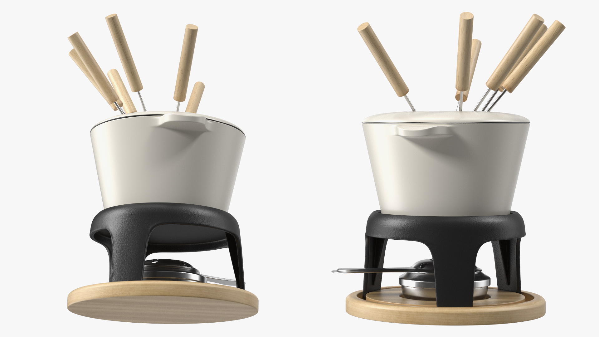 3D Iron Fondue Set Beige