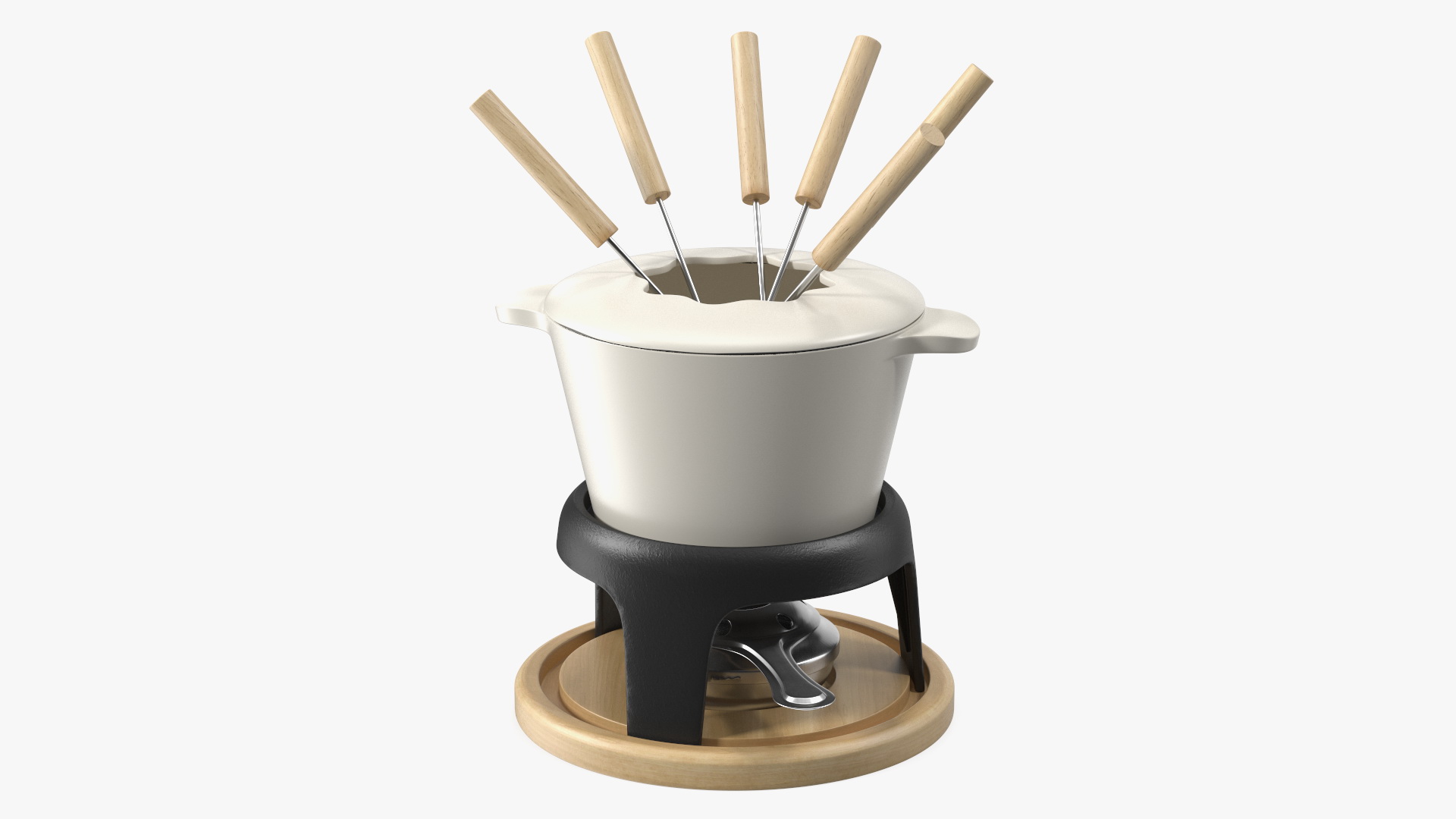 3D Iron Fondue Set Beige