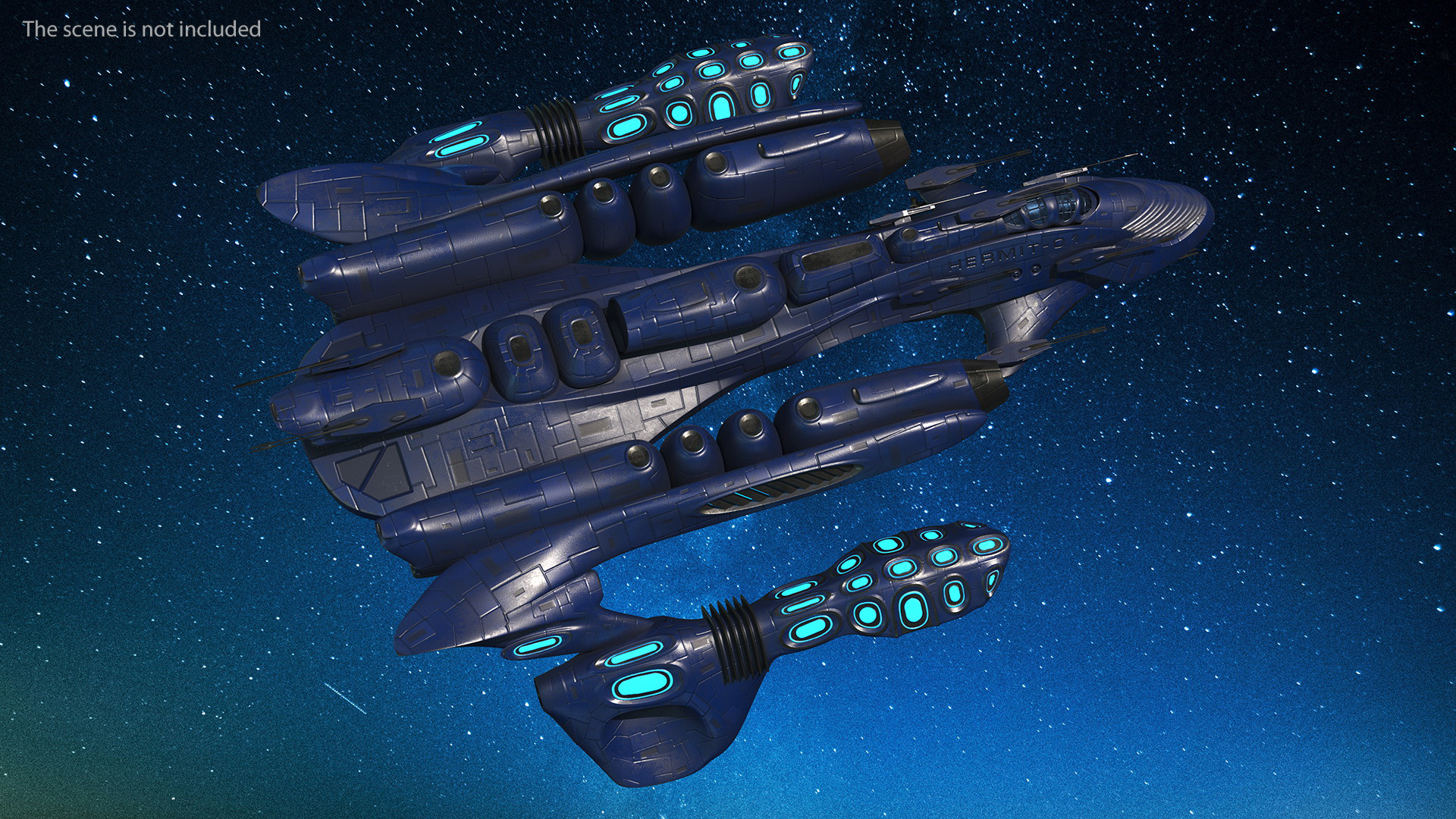 Futuristic Combat Spaceship Blue 3D