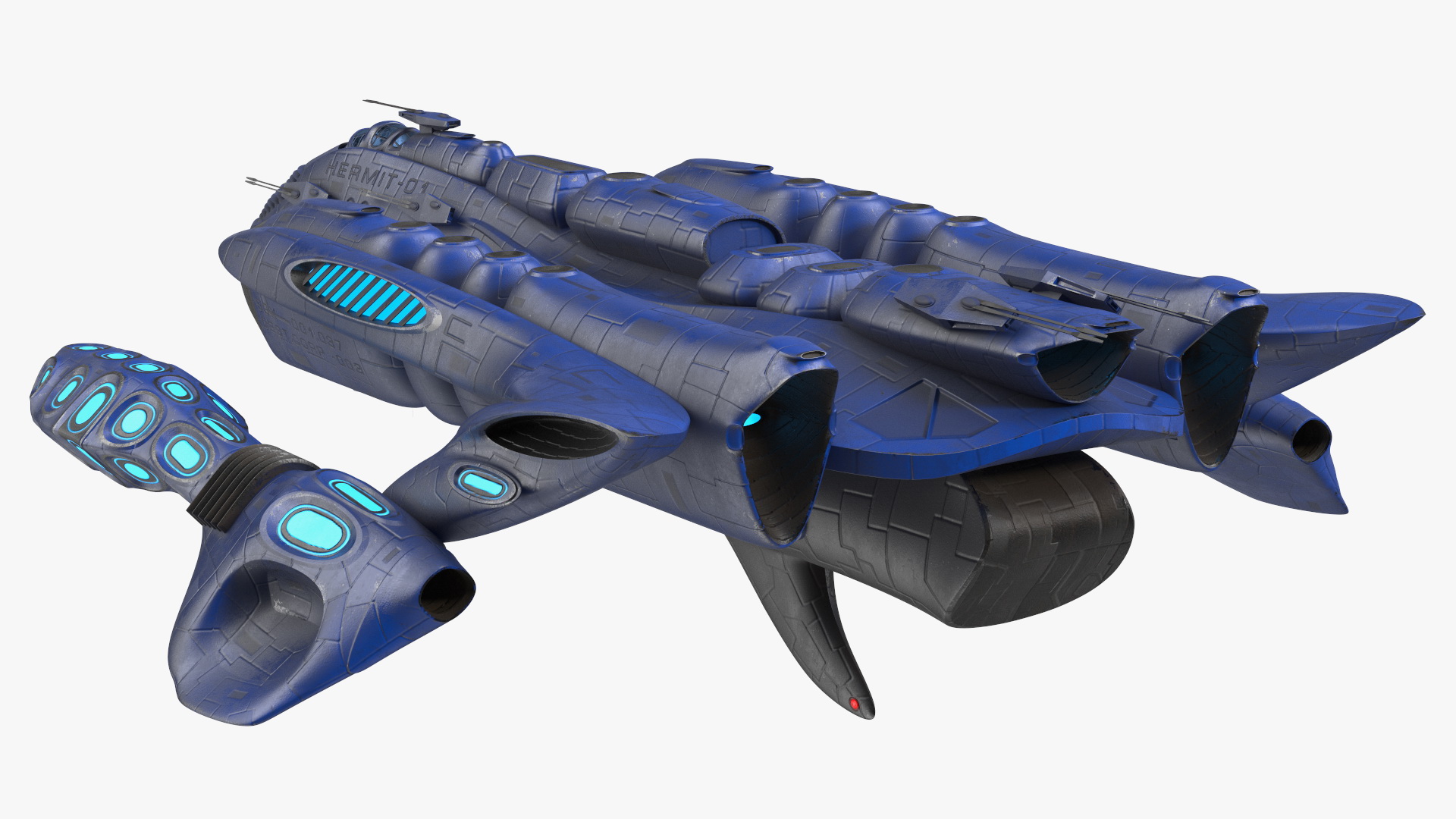 Futuristic Combat Spaceship Blue 3D