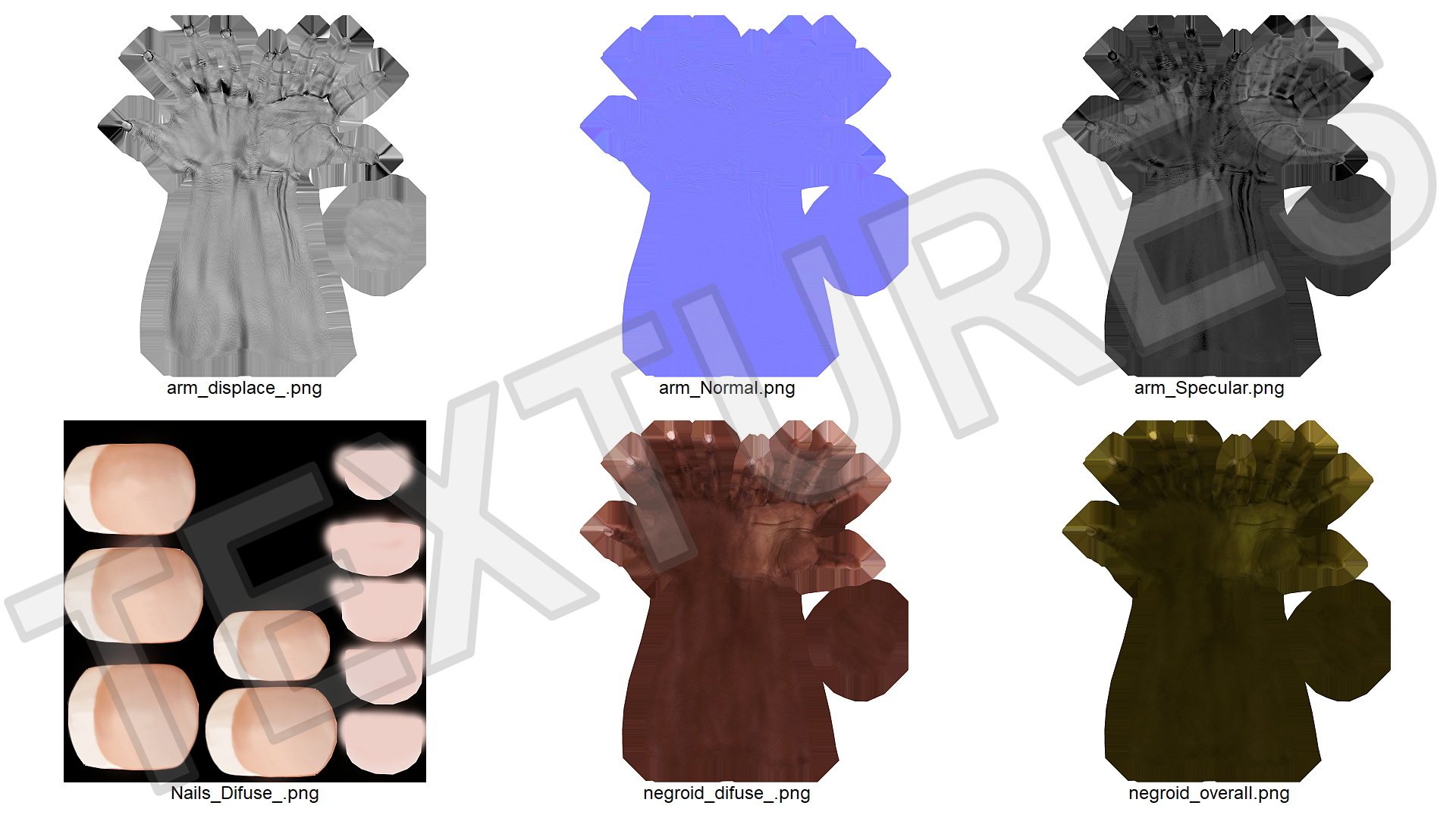 3D Afro American Female Hands Base Pose