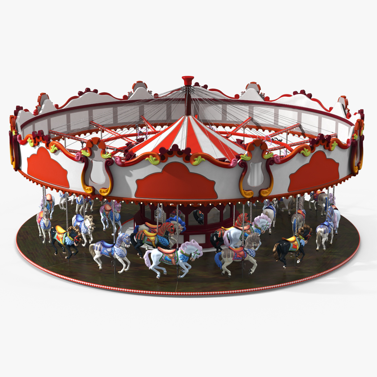 Park Carousel Horses Rigged