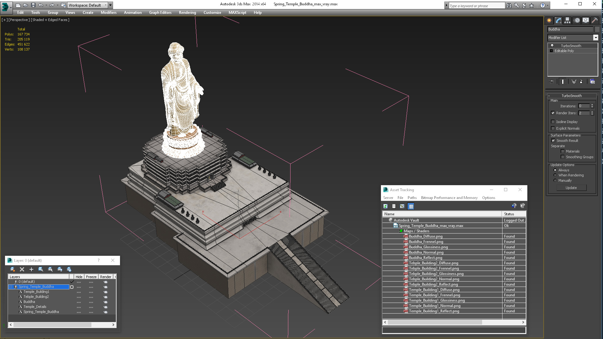 3D model Spring Temple Buddha