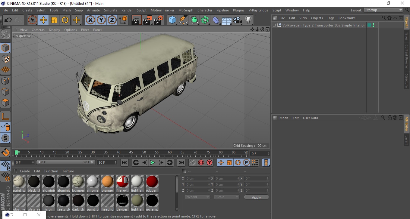 Volkswagen Type 2 Transporter Bus Simple Interior 3D model
