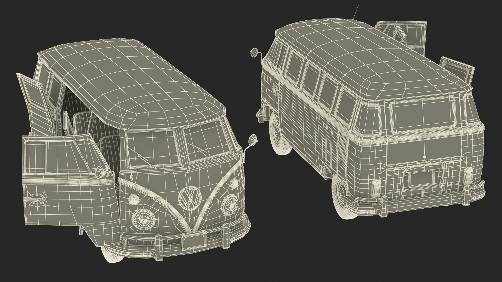 Volkswagen Type 2 Transporter Bus Simple Interior 3D model