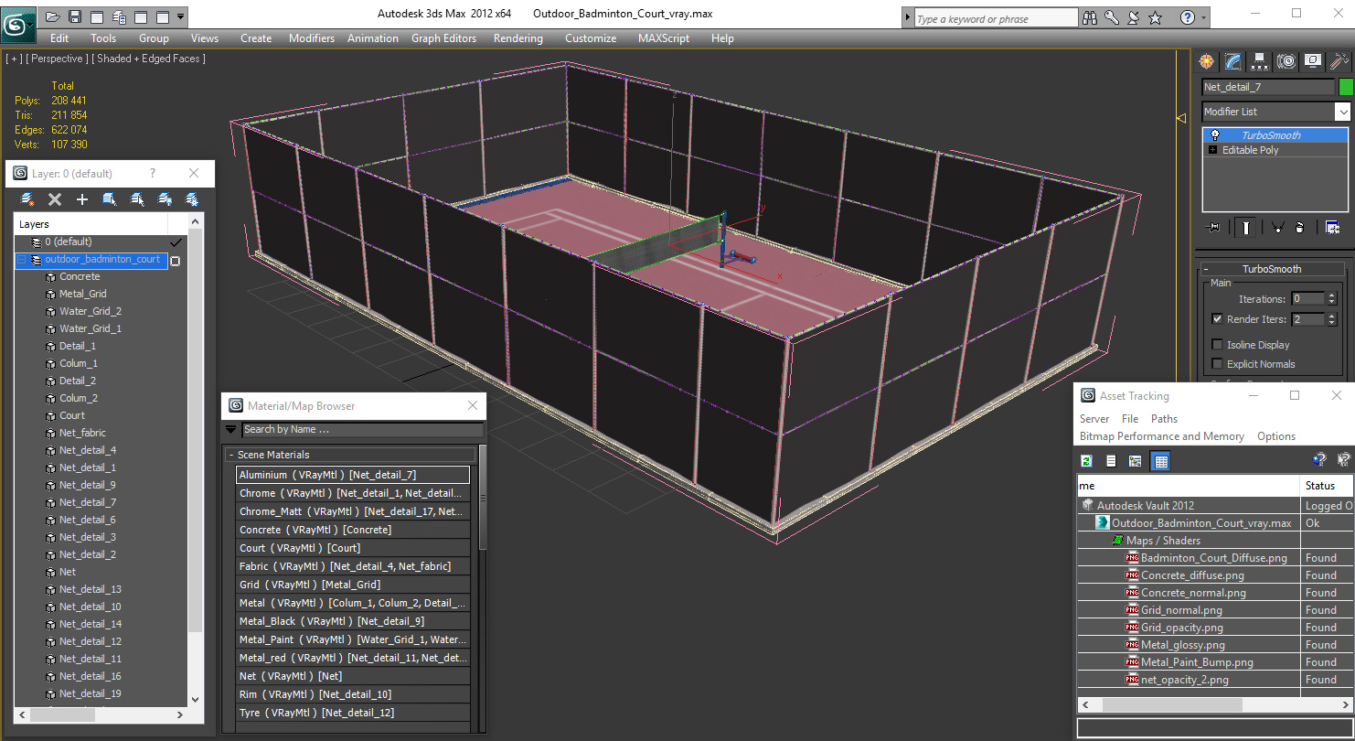 3D Outdoor Badminton Court model