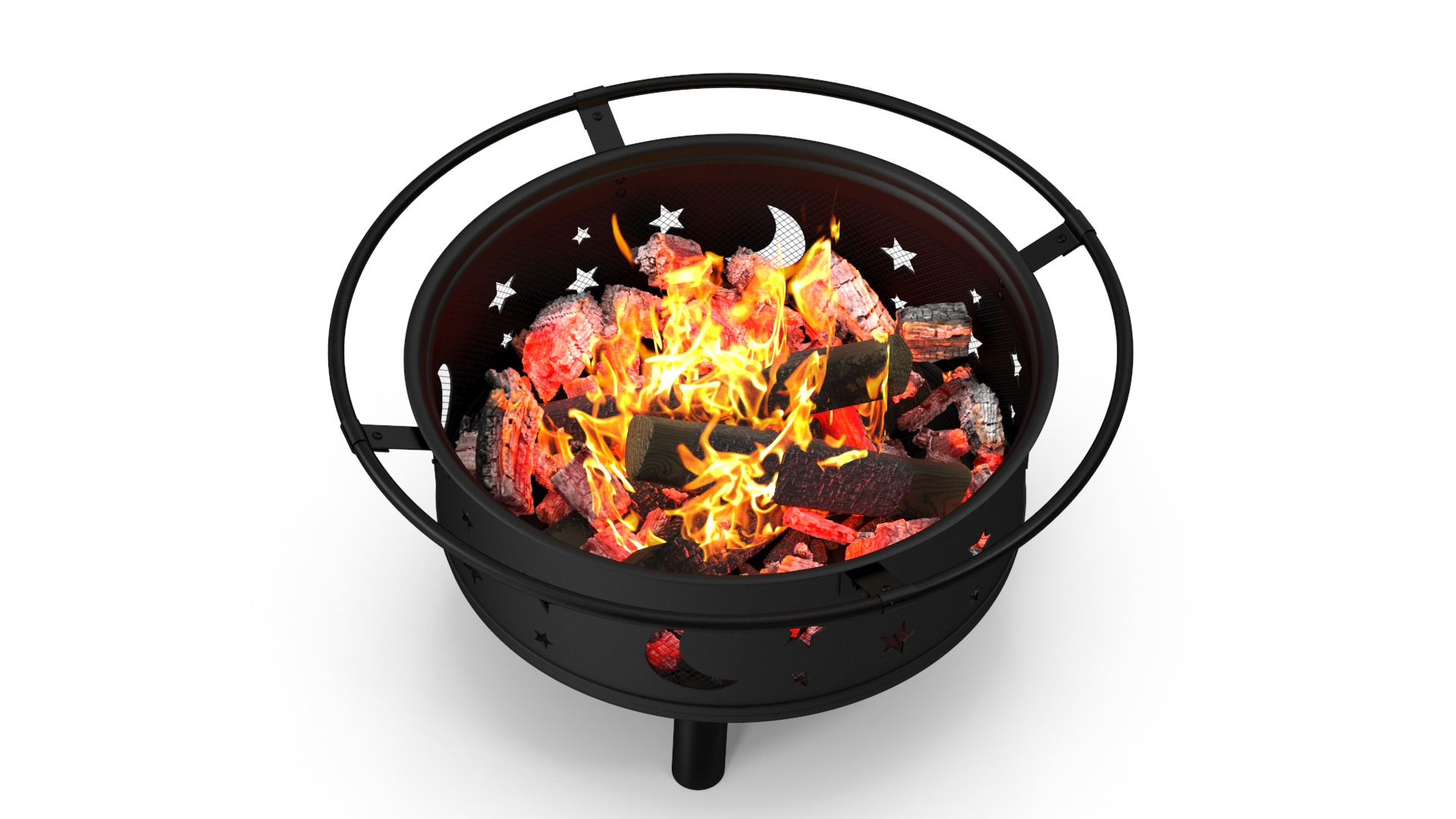 3D model Garden Fire Pit with Fire Open