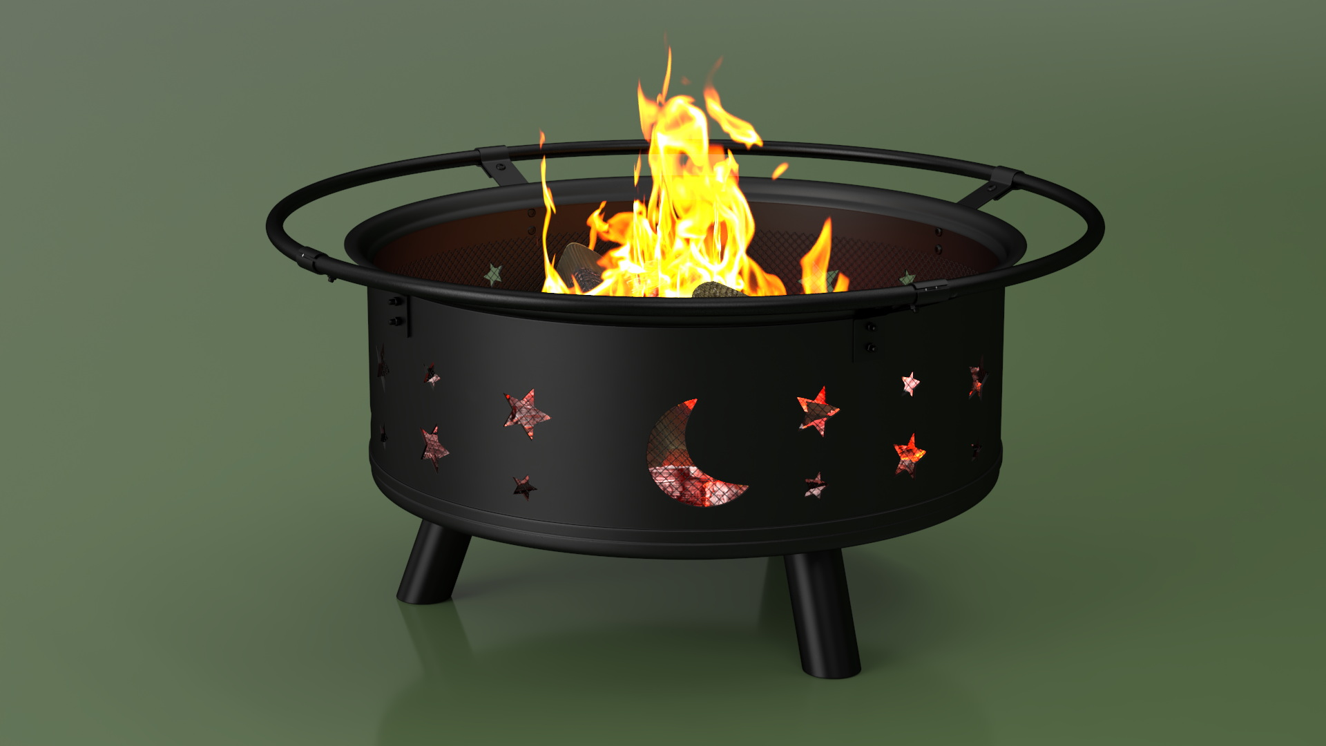 3D model Garden Fire Pit with Fire Open