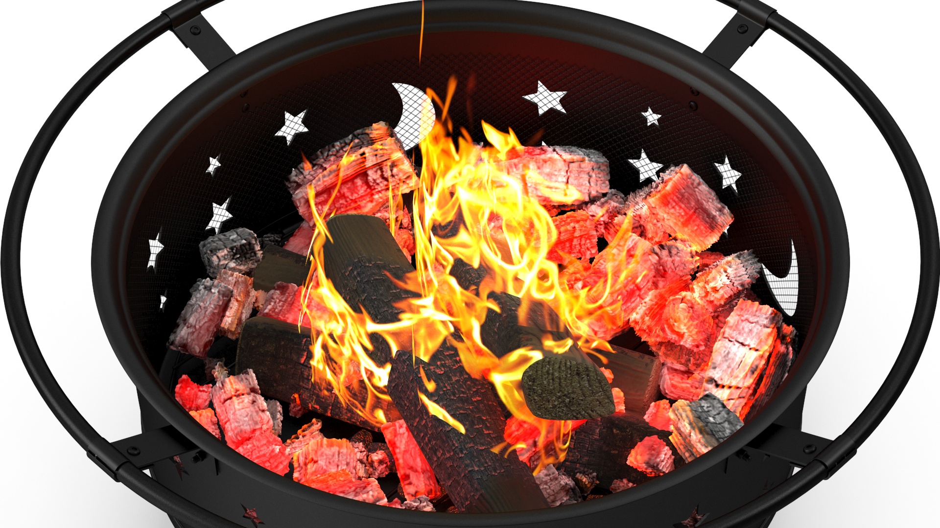 3D model Garden Fire Pit with Fire Open