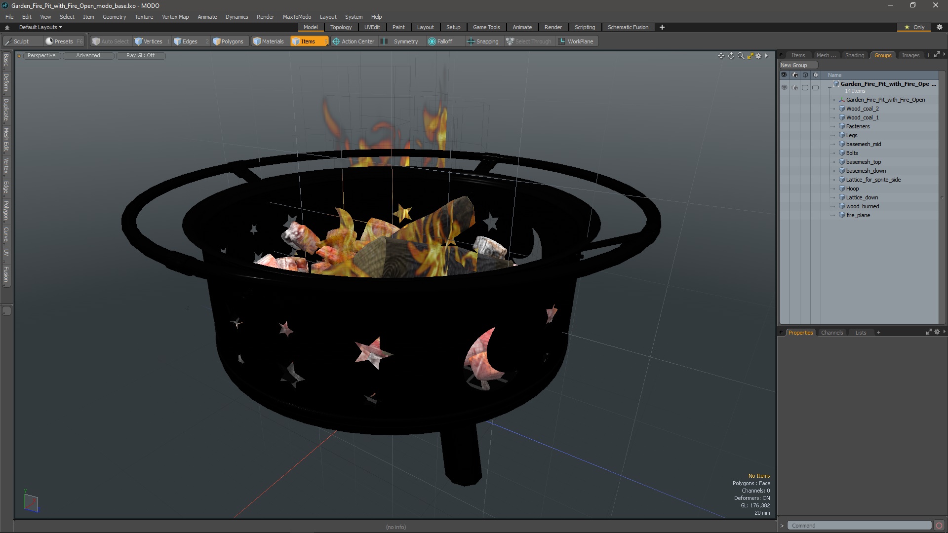 3D model Garden Fire Pit with Fire Open
