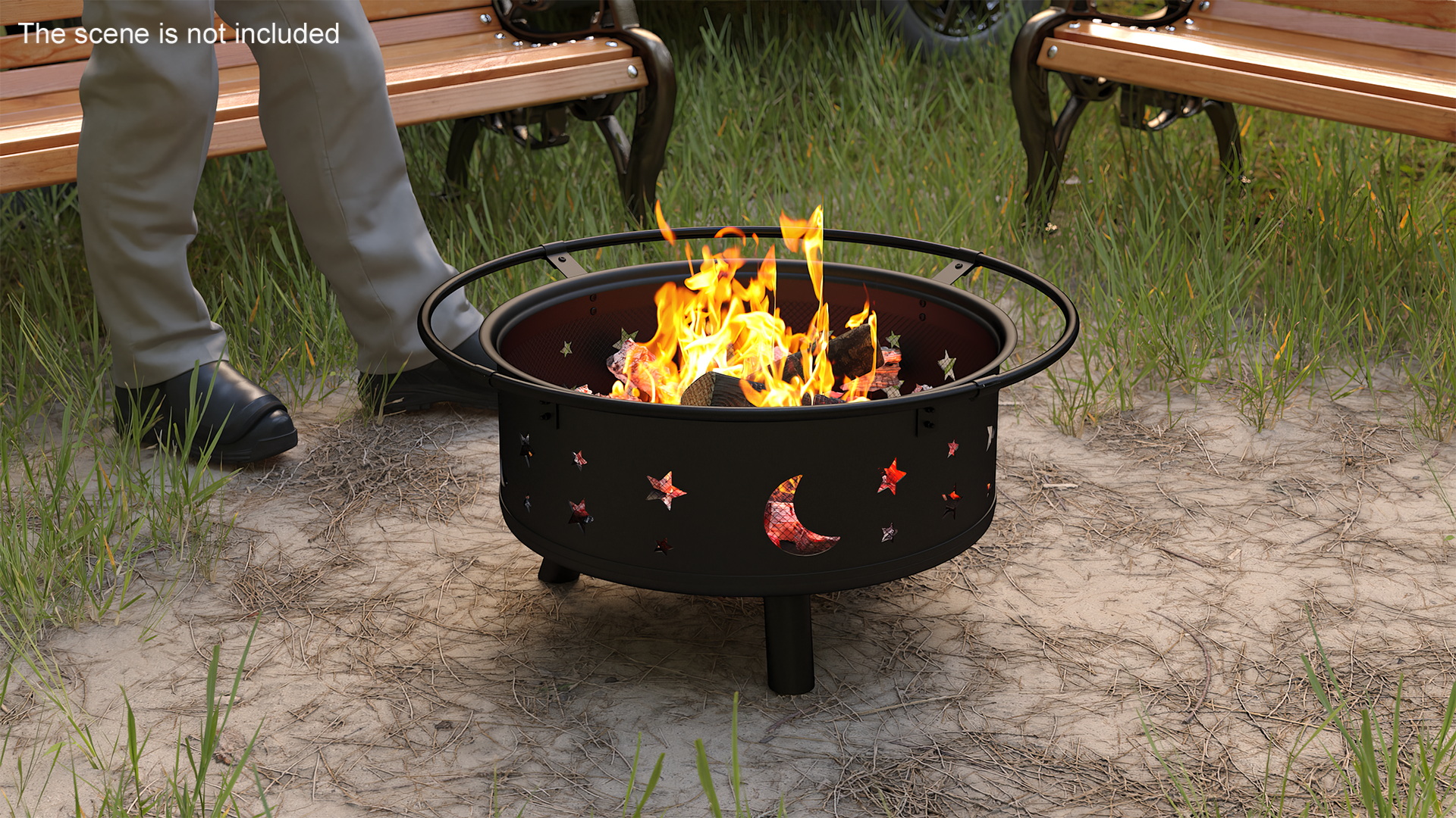 3D model Garden Fire Pit with Fire Open