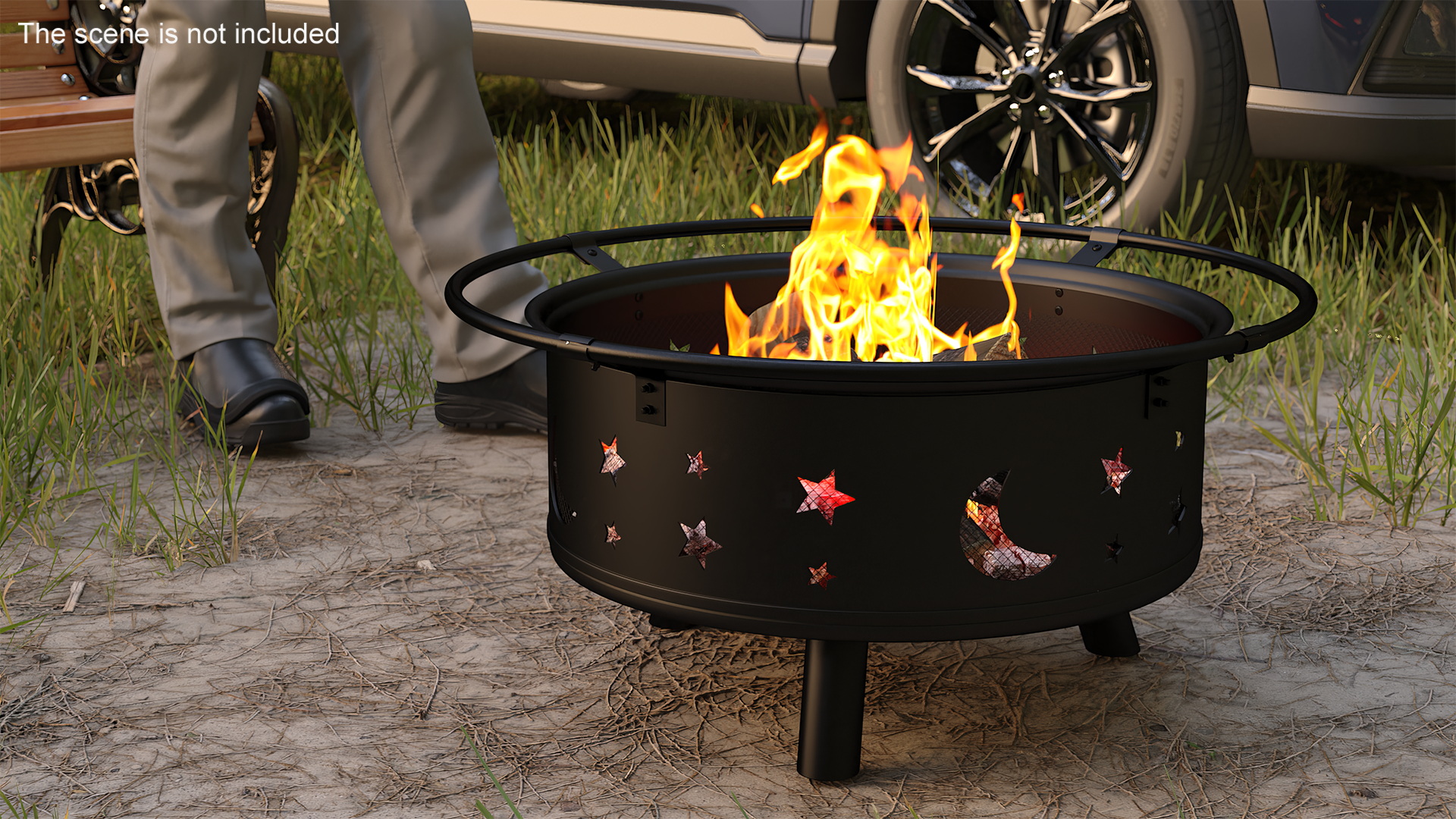3D model Garden Fire Pit with Fire Open
