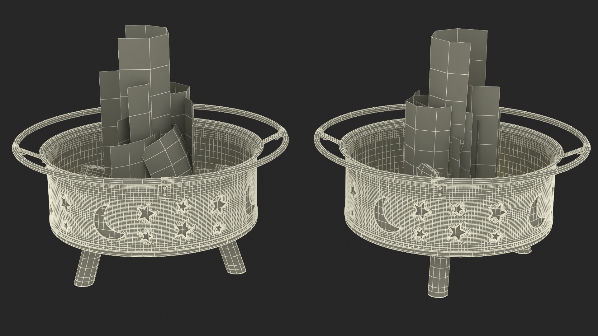 3D model Garden Fire Pit with Fire Open