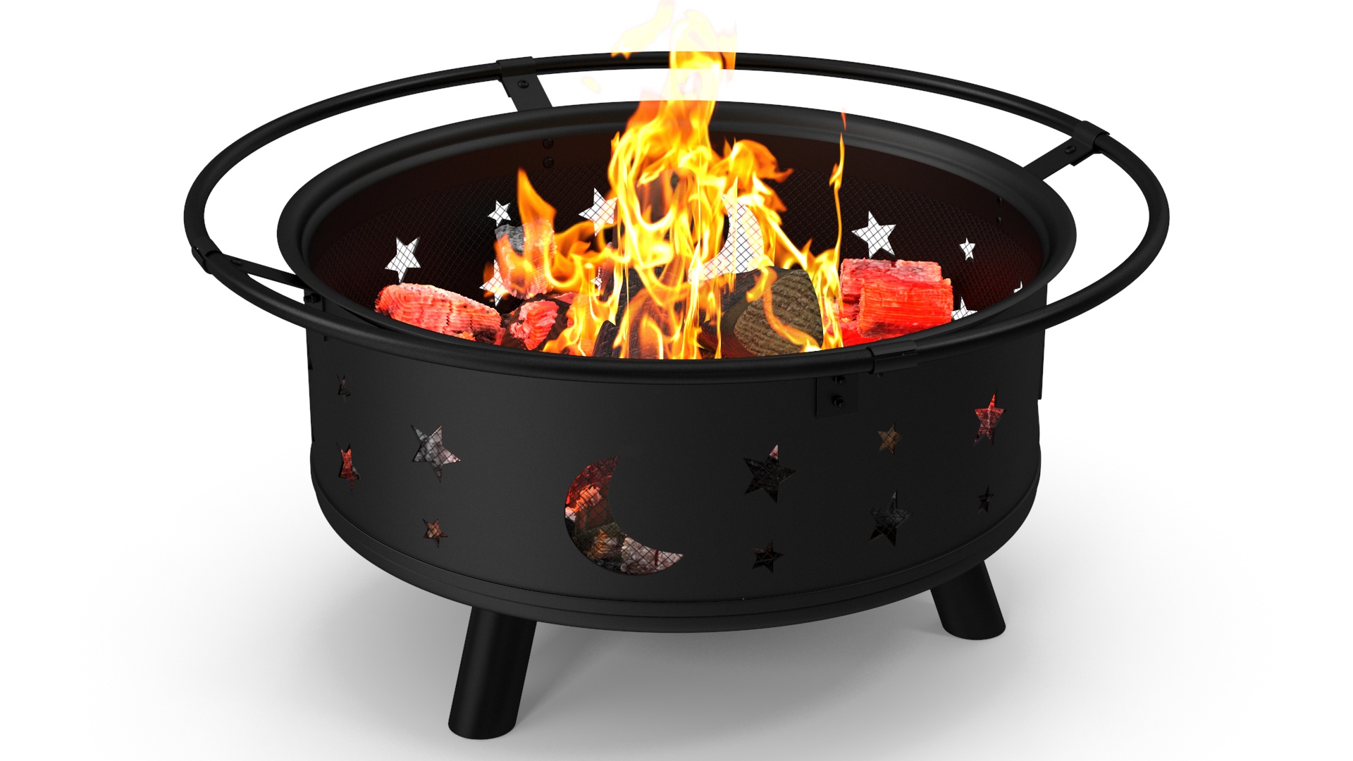 3D model Garden Fire Pit with Fire Open