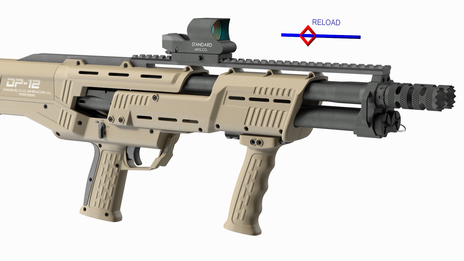 3D model Flat Dark Earth MFG 12 Gauge Pump Rigged