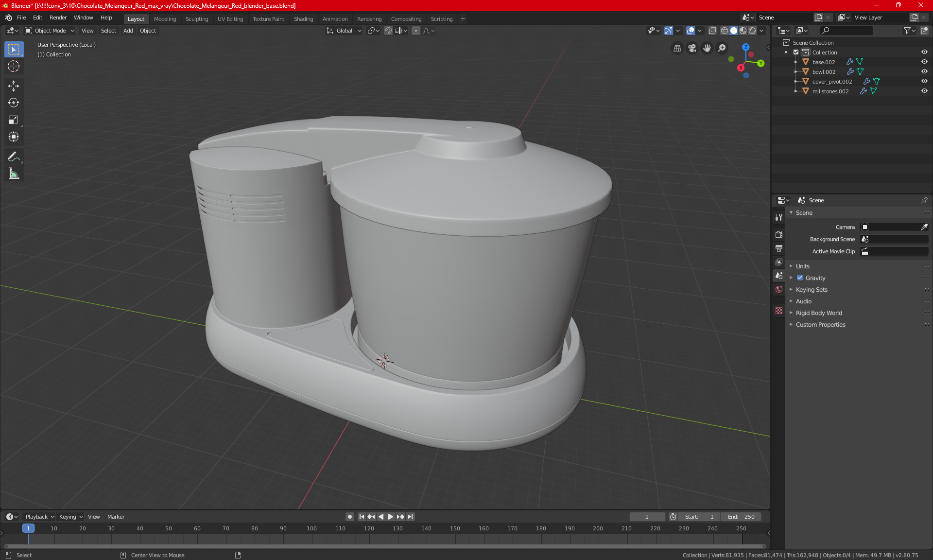 3D Chocolate Melangeur Red model