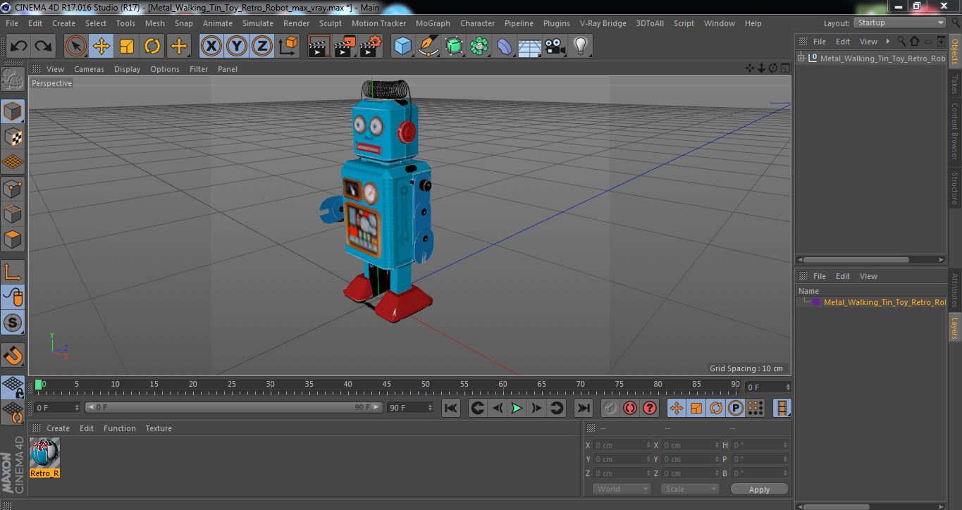 3D Metal Walking Tin Toy Retro Robot model
