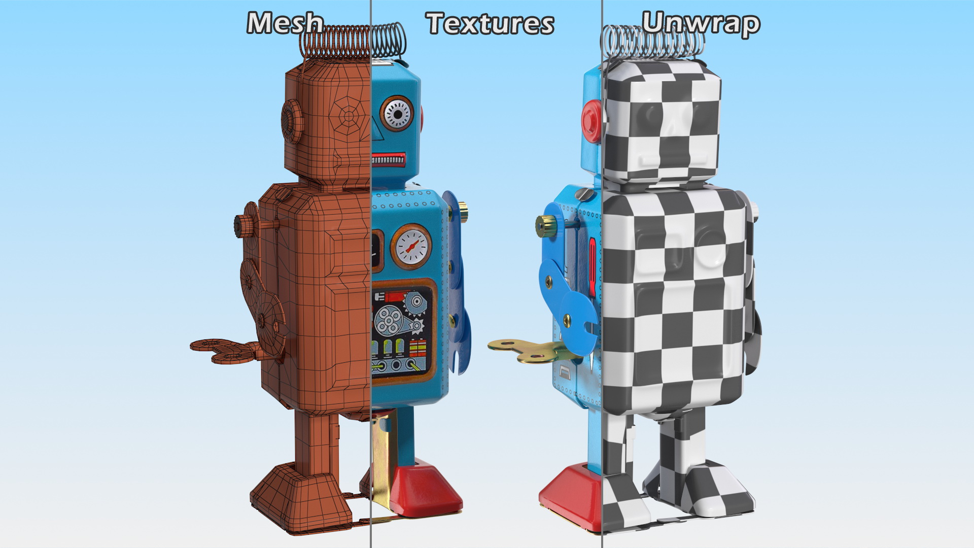 3D Metal Walking Tin Toy Retro Robot model