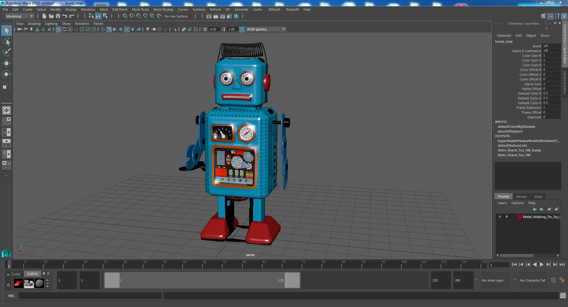 3D Metal Walking Tin Toy Retro Robot model