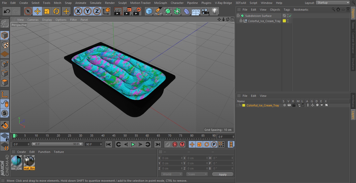 3D Colorful Ice Cream Tray model