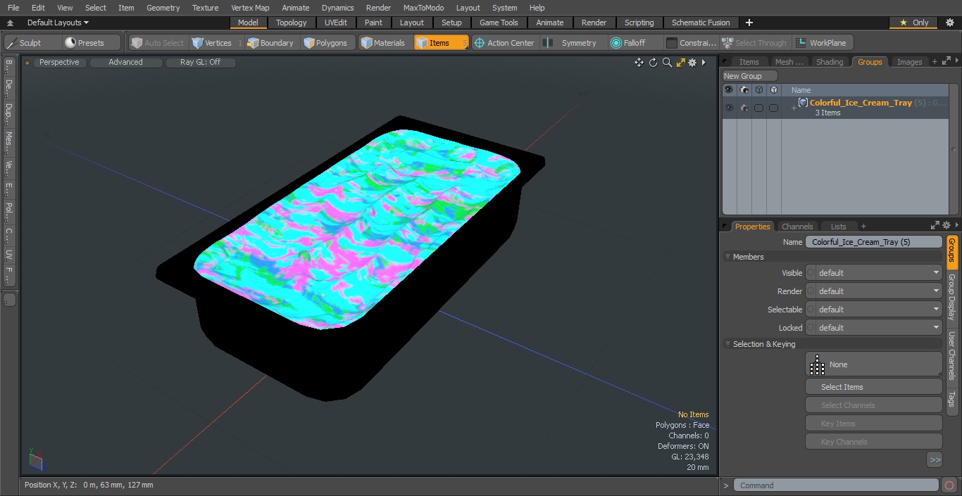 3D Colorful Ice Cream Tray model