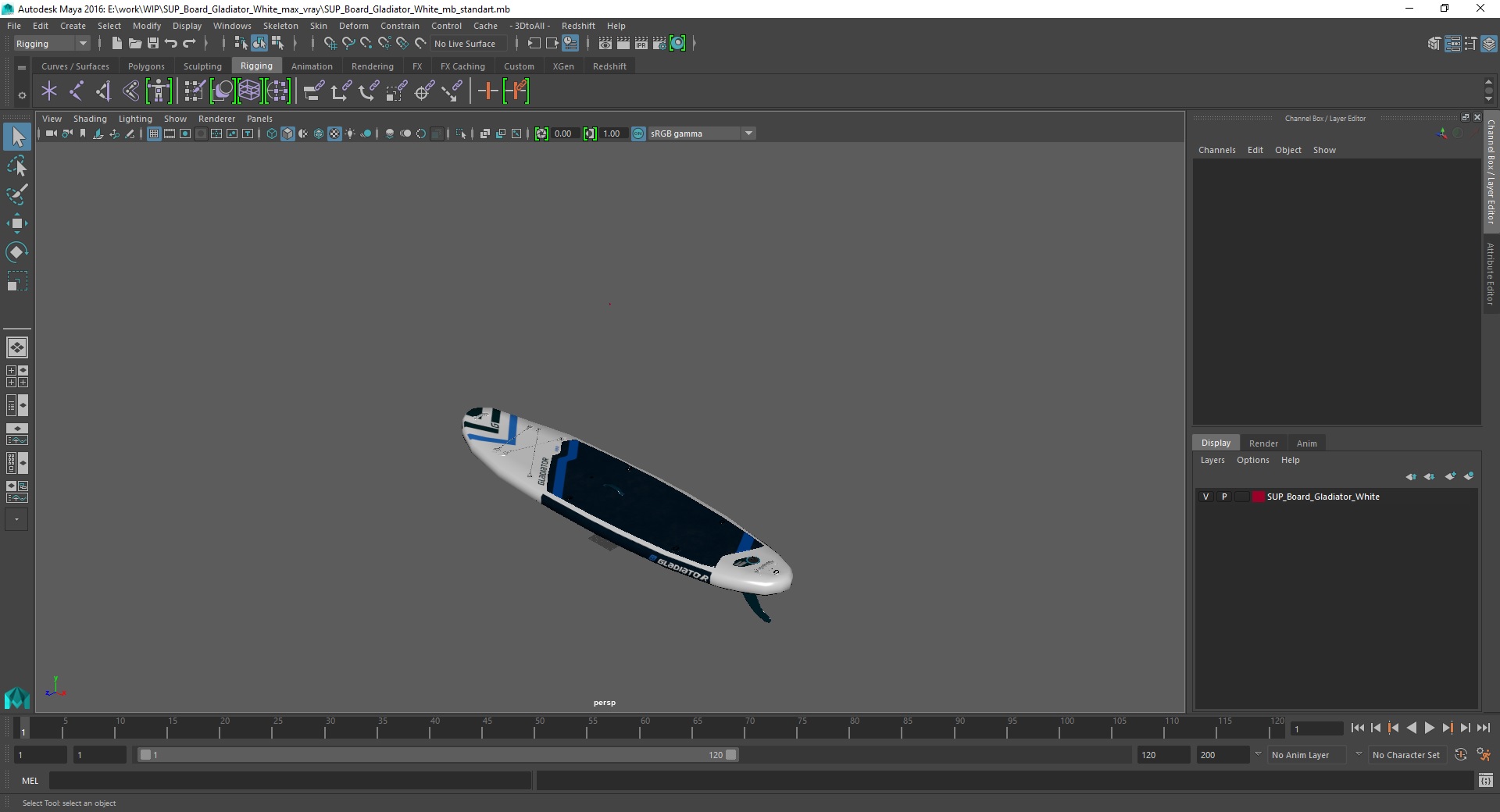 3D model SUP Board Gladiator White