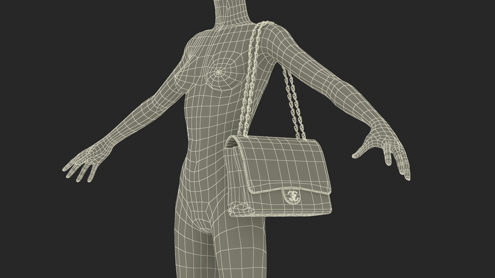 3D model Chanel Classic Double Flap Bag Leather on Manequin
