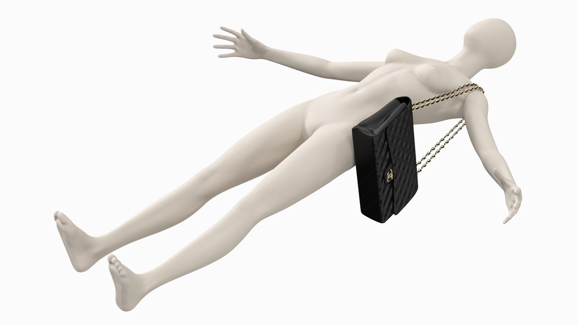 3D model Chanel Classic Double Flap Bag Leather on Manequin