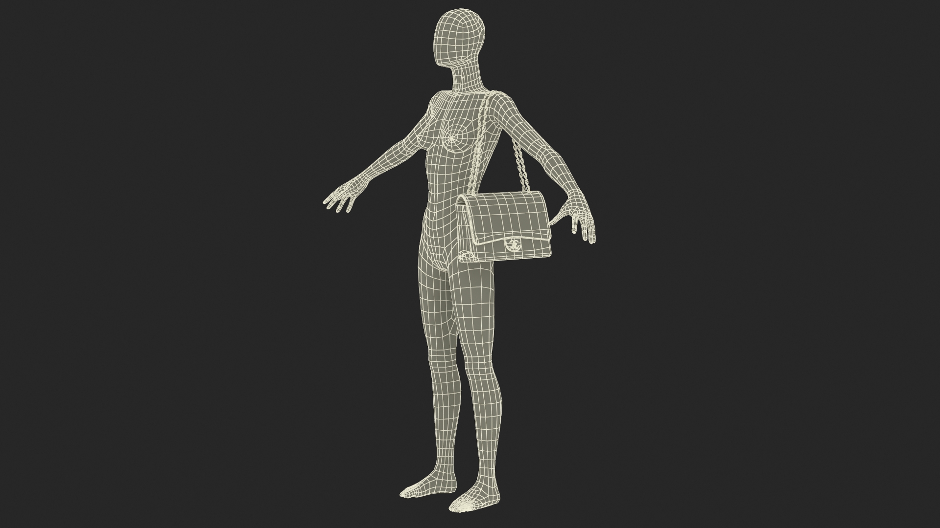 3D model Chanel Classic Double Flap Bag Leather on Manequin