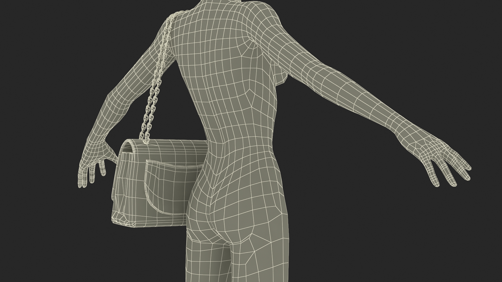 3D model Chanel Classic Double Flap Bag Leather on Manequin