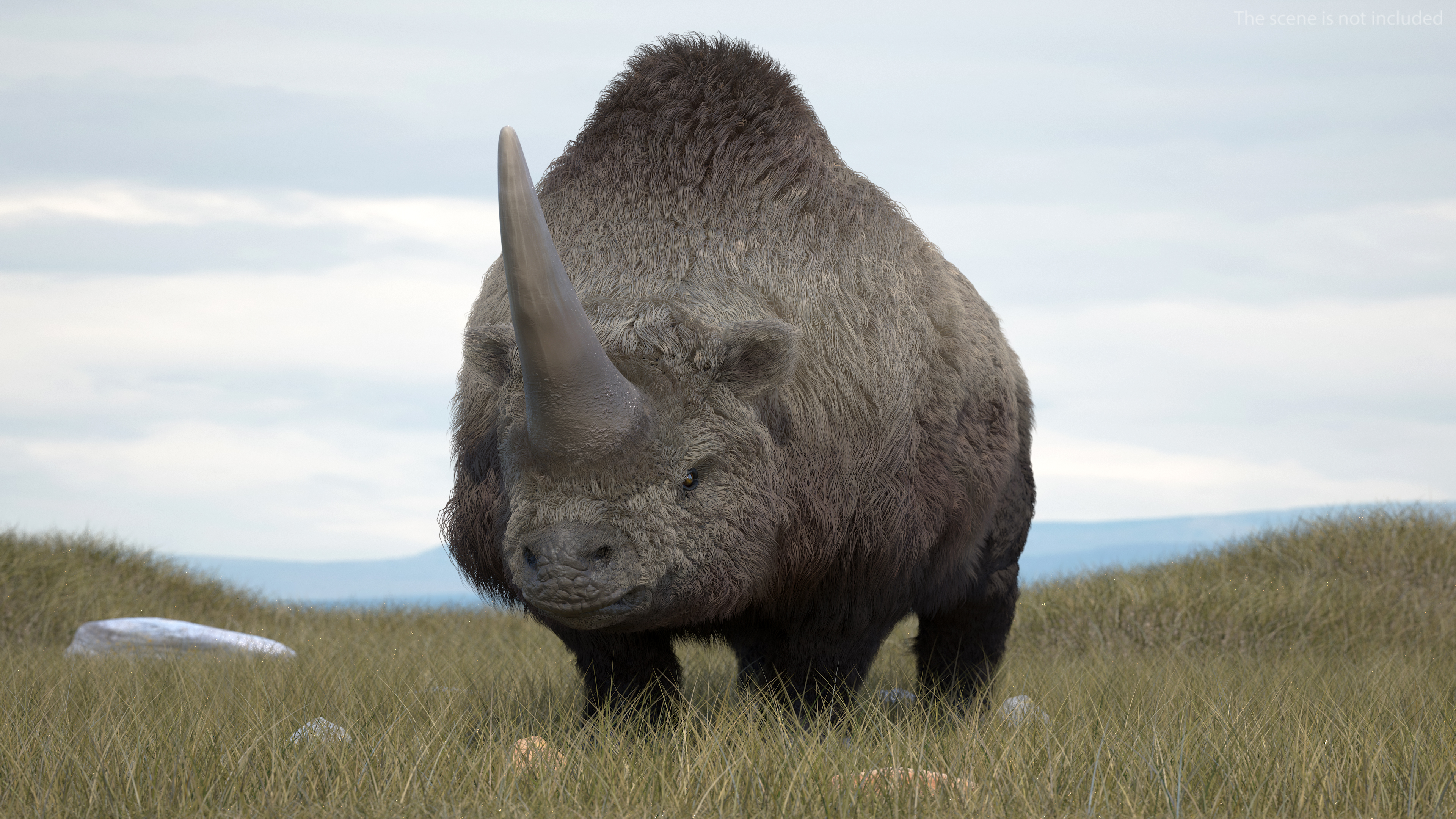 Elasmatherium Siberian Unicorn Neutral Pose Fur 3D