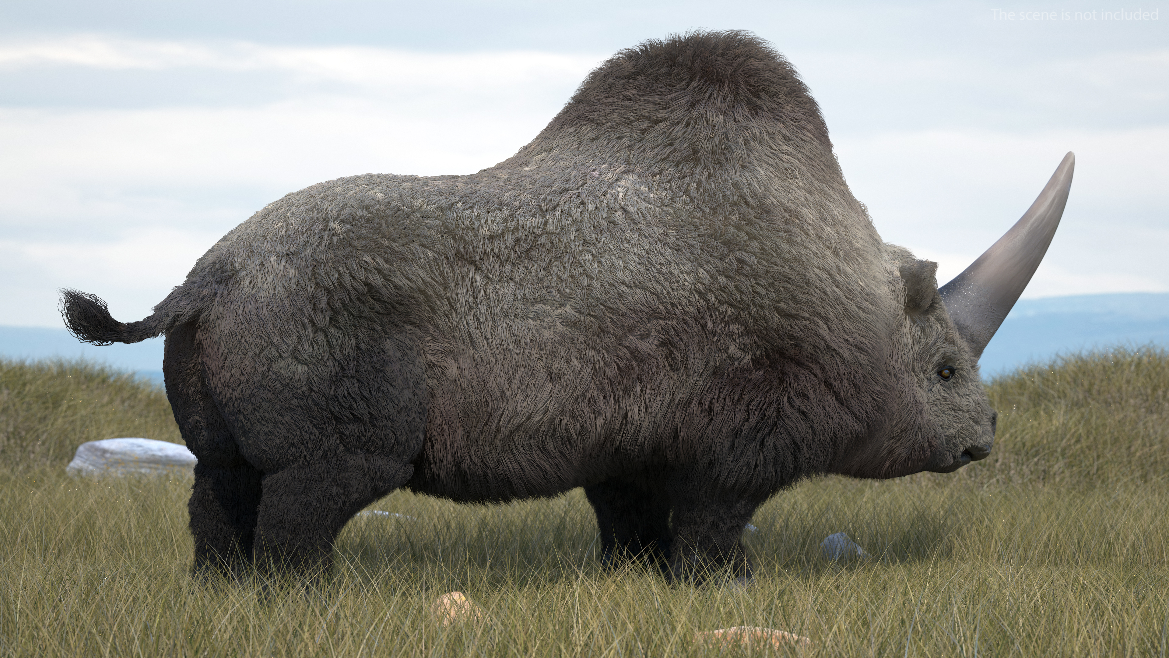 Elasmatherium Siberian Unicorn Neutral Pose Fur 3D