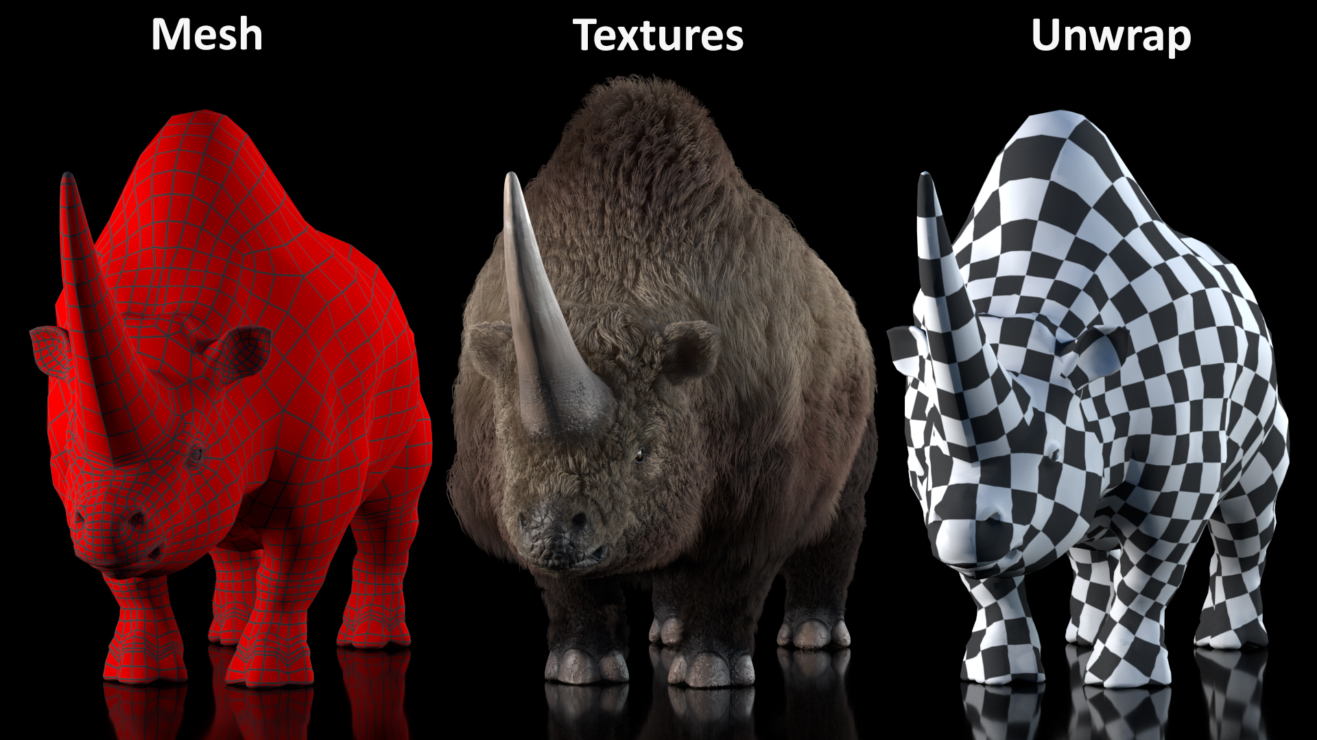 Elasmatherium Siberian Unicorn Neutral Pose Fur 3D