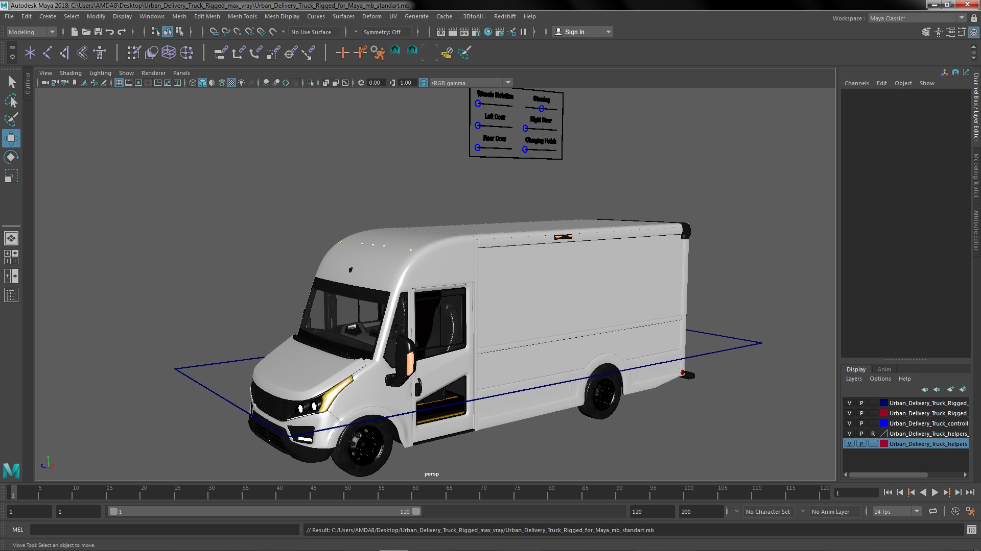 3D Urban Delivery Truck Rigged for Maya