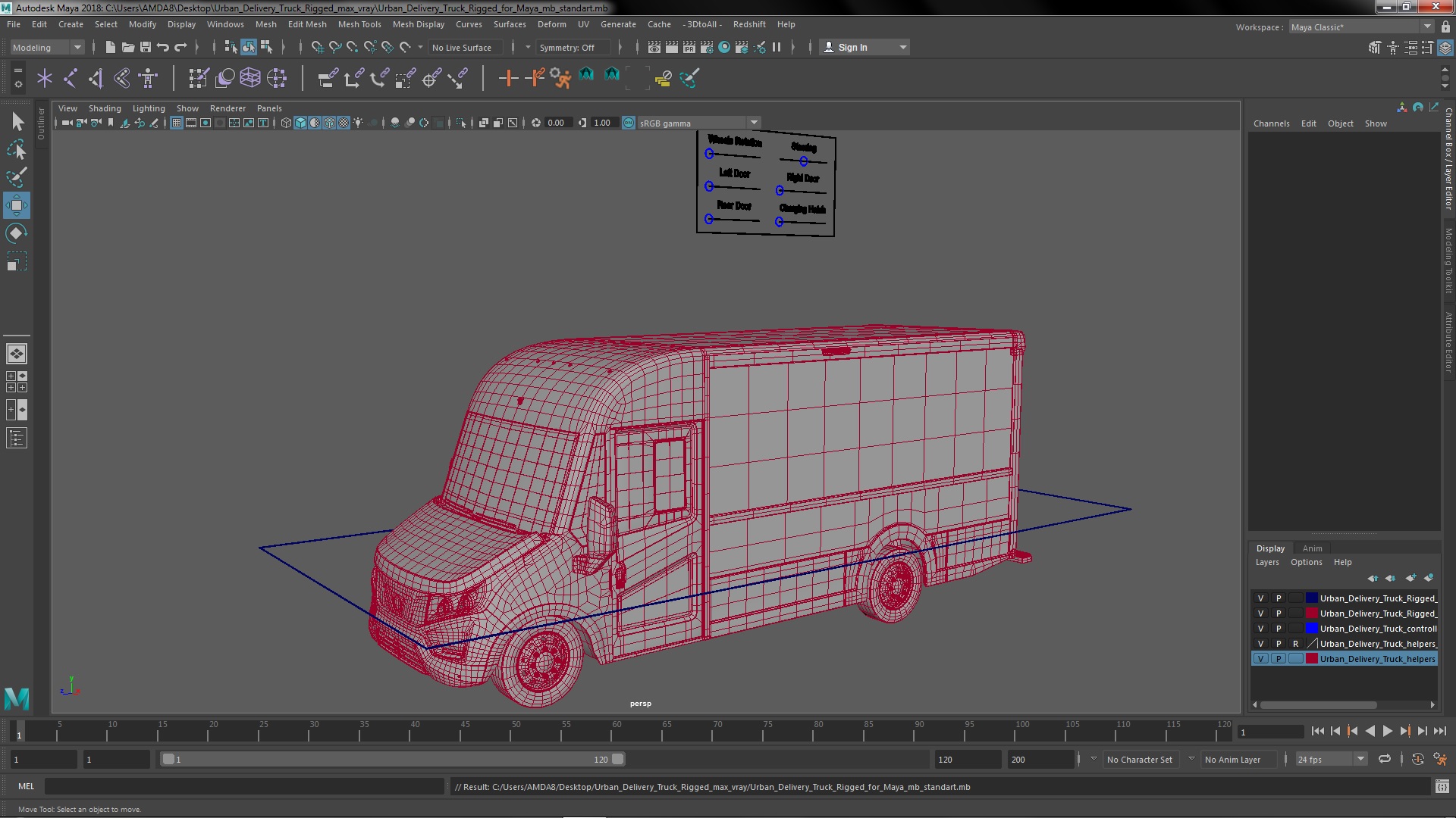 3D Urban Delivery Truck Rigged for Maya