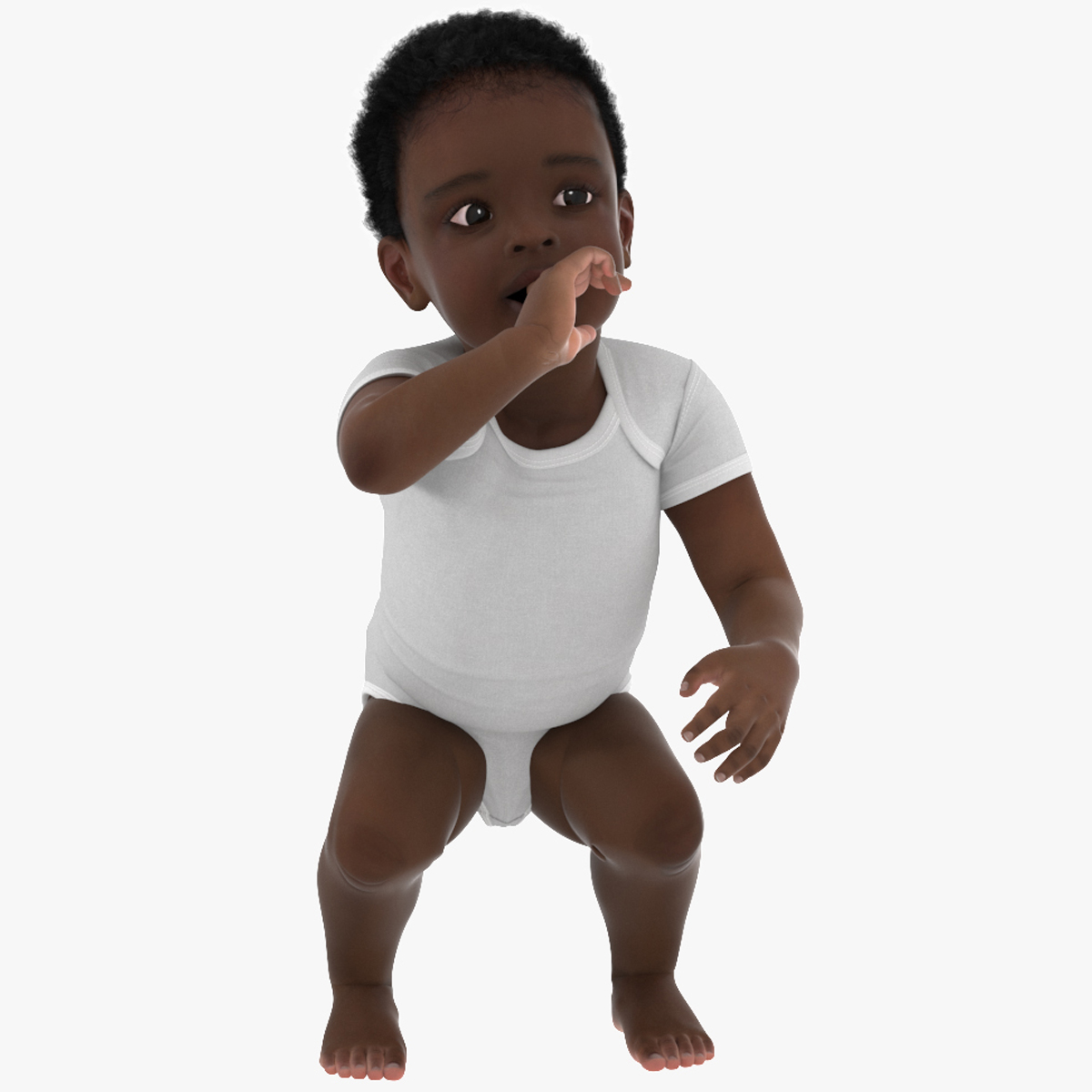 3D model One Year Old Black Boy in Bodysuit Rigged for Maya