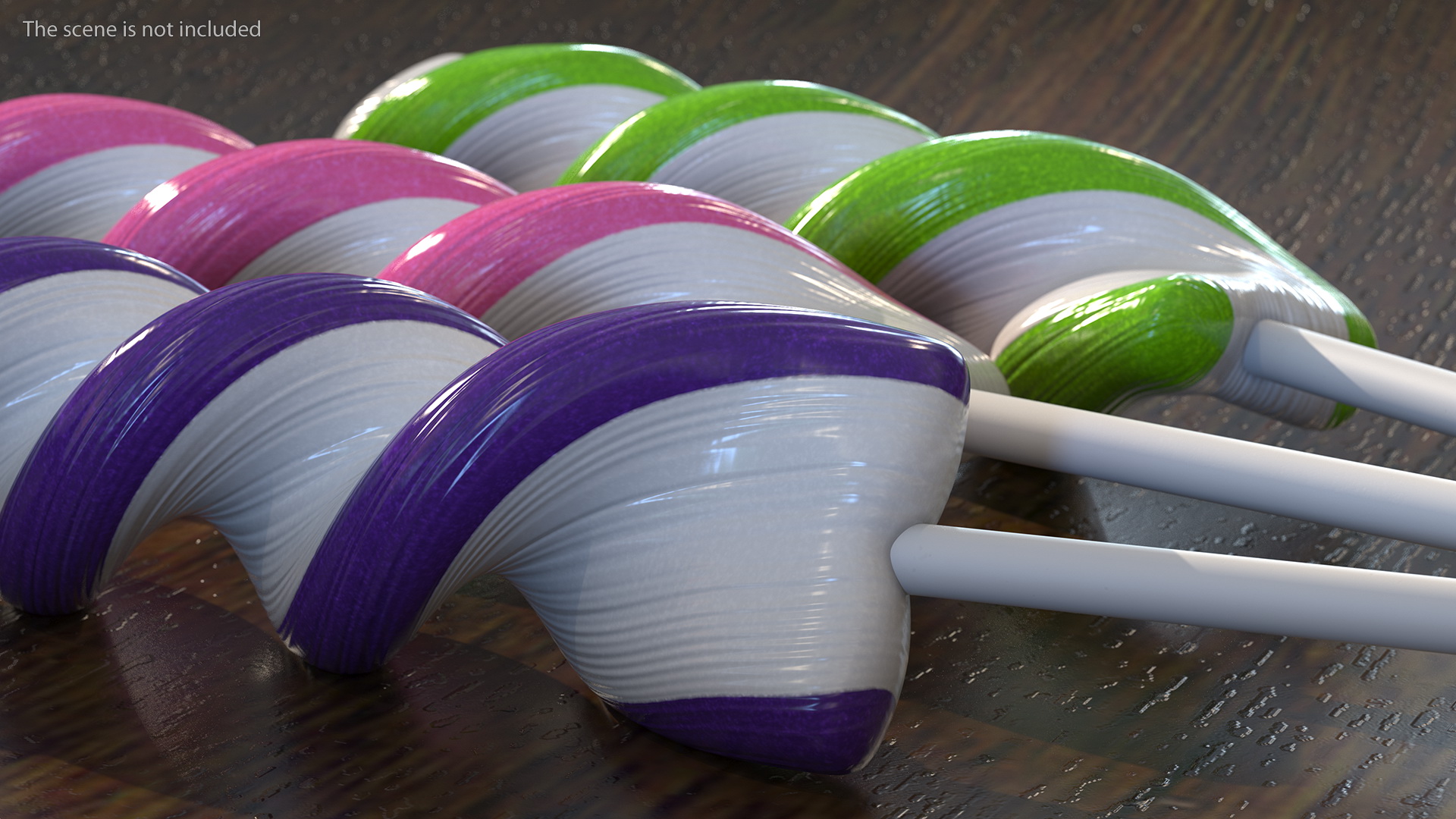 3D model Colorful Striped Lollipop on a Stick Set