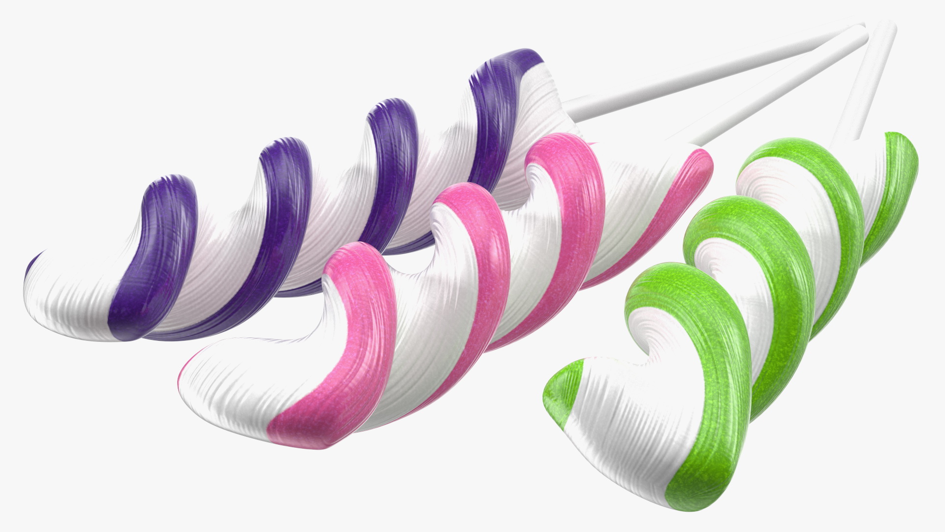 3D model Colorful Striped Lollipop on a Stick Set