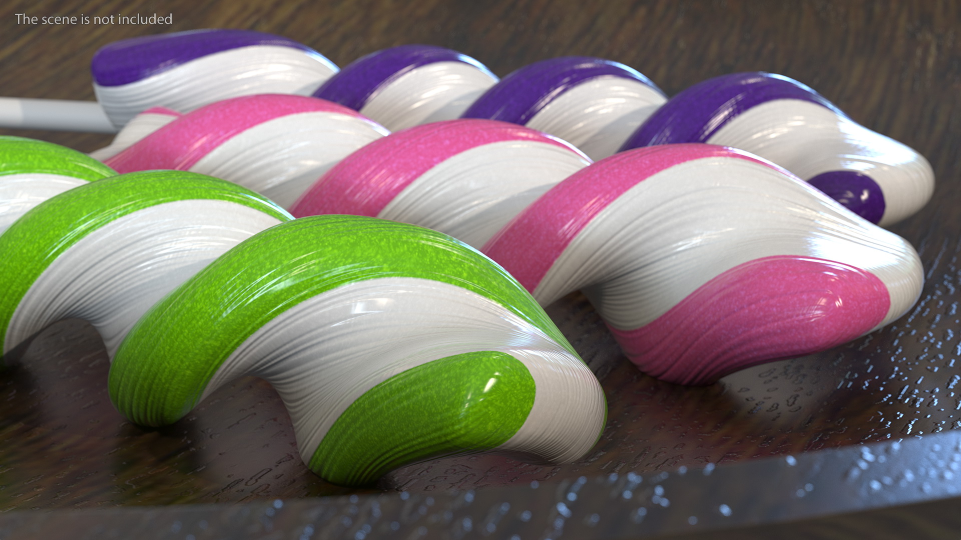 3D model Colorful Striped Lollipop on a Stick Set