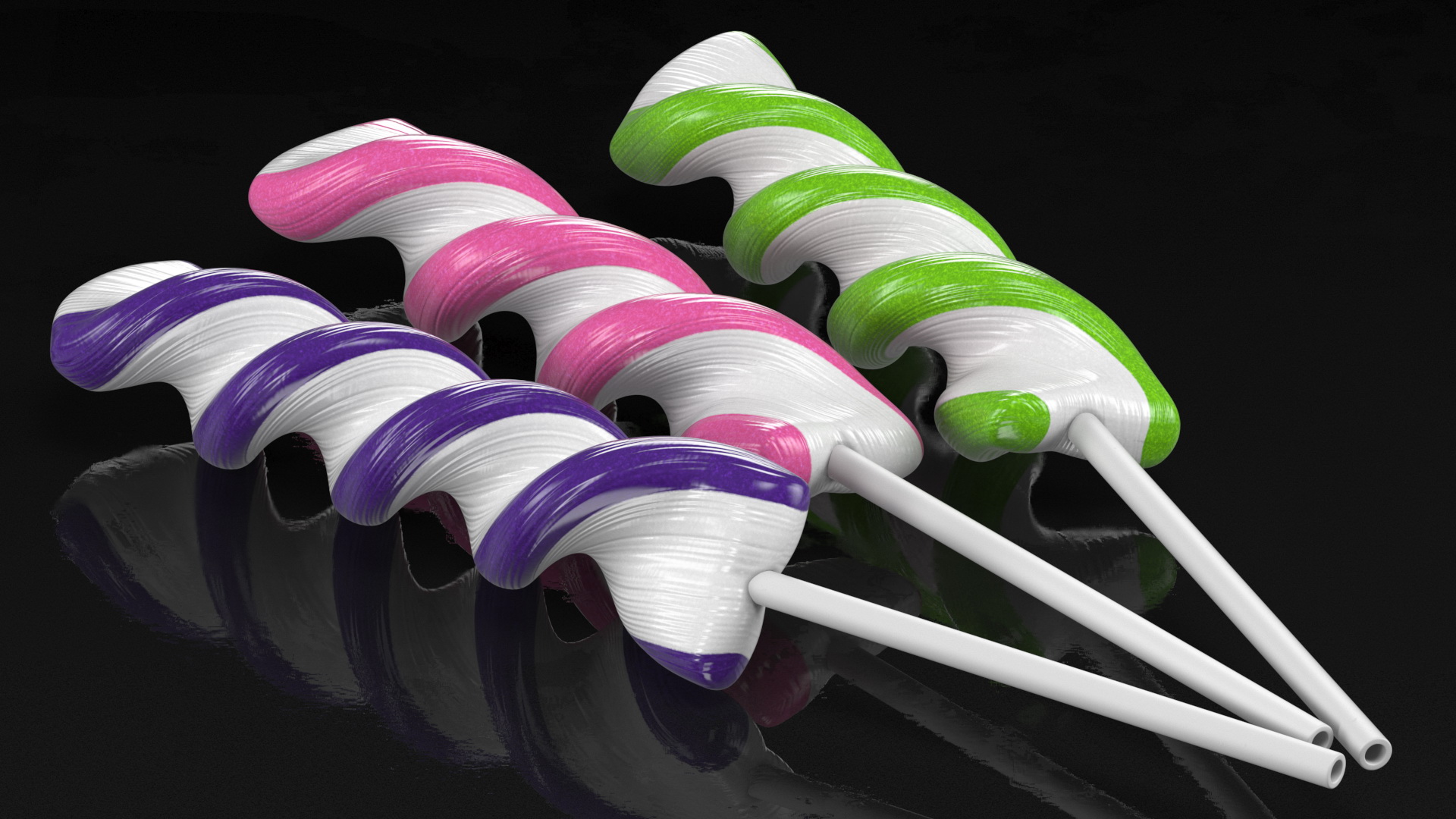 3D model Colorful Striped Lollipop on a Stick Set