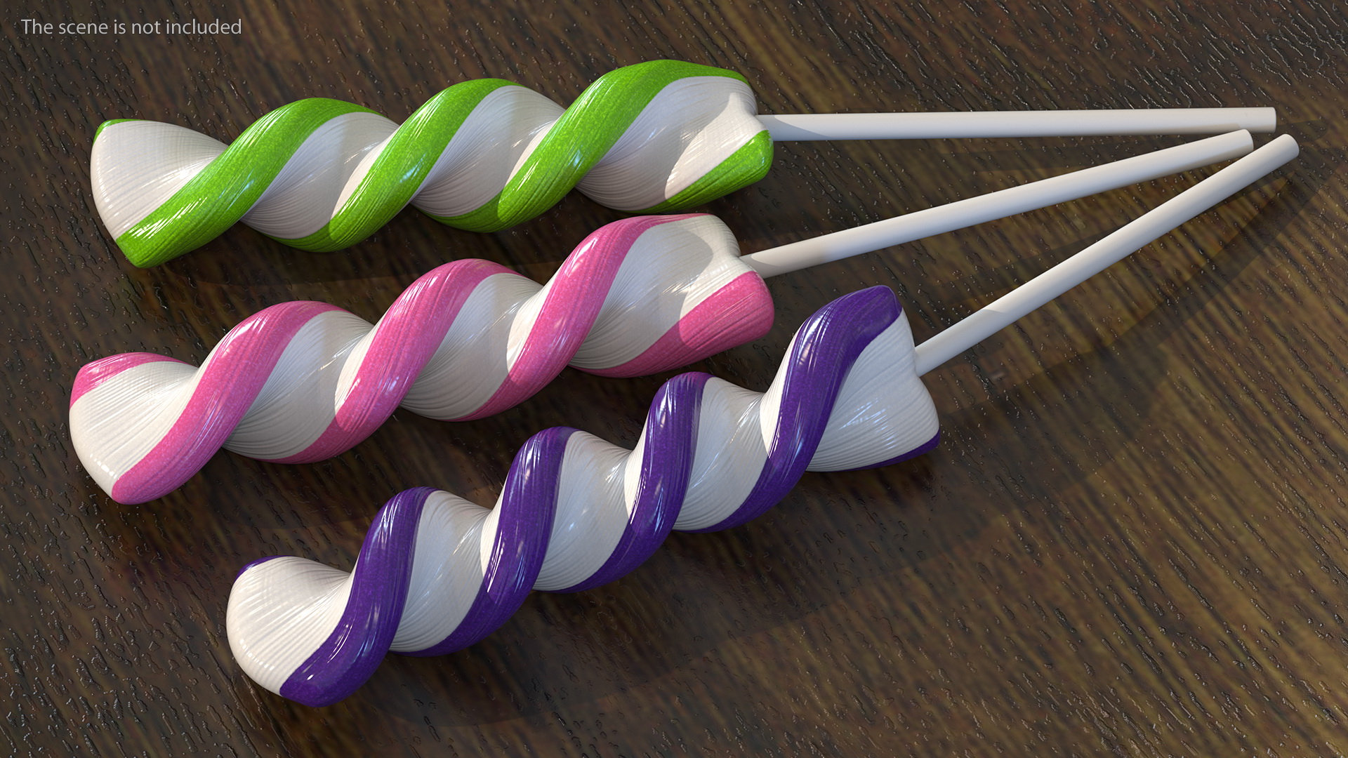 3D model Colorful Striped Lollipop on a Stick Set