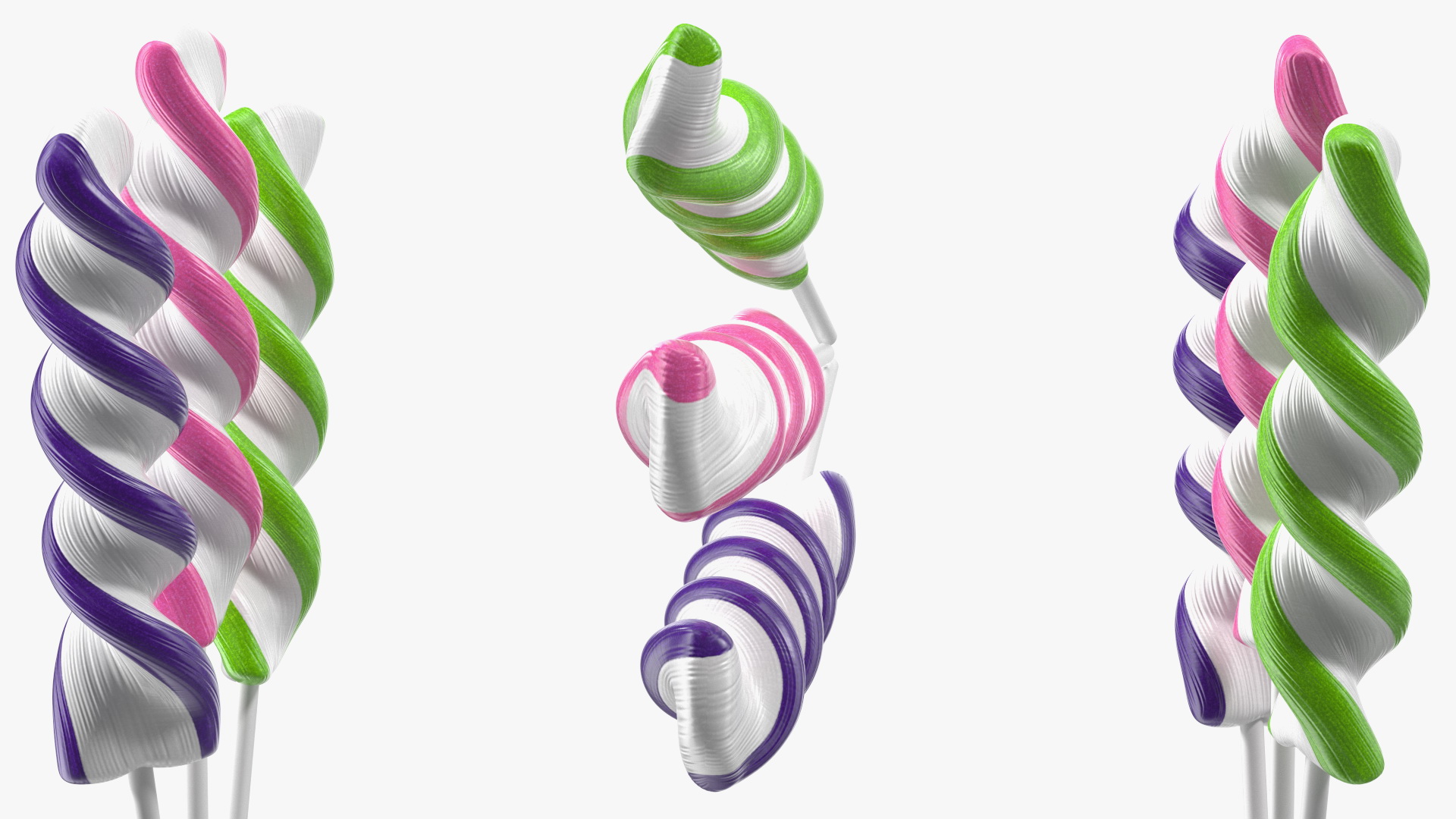 3D model Colorful Striped Lollipop on a Stick Set