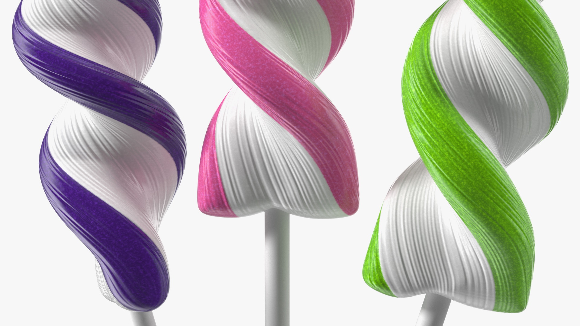 3D model Colorful Striped Lollipop on a Stick Set
