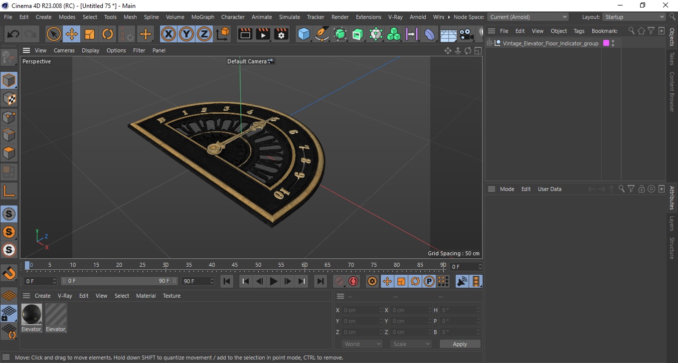 Vintage Elevator Floor Indicator 3D