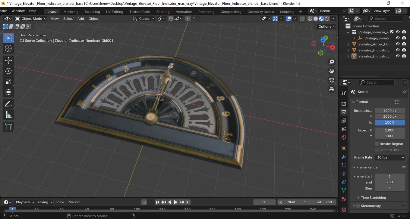 Vintage Elevator Floor Indicator 3D