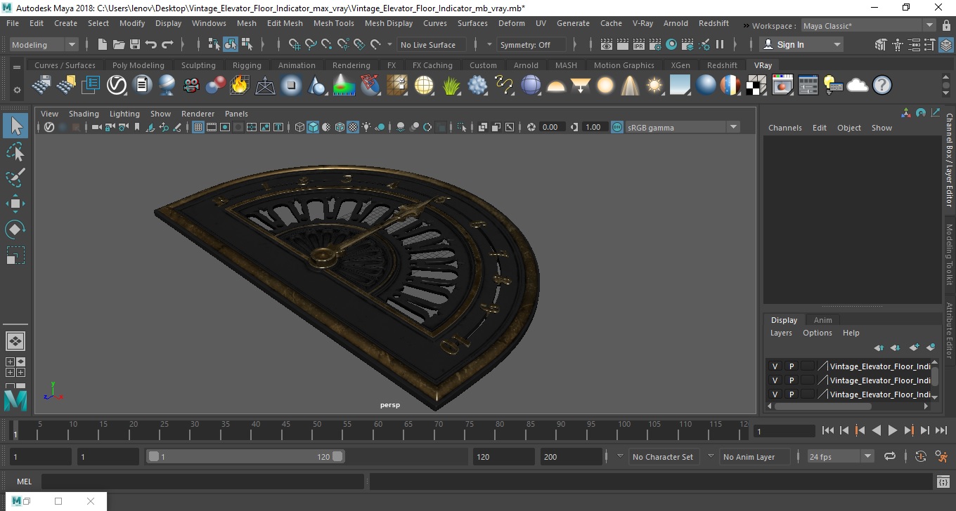 Vintage Elevator Floor Indicator 3D