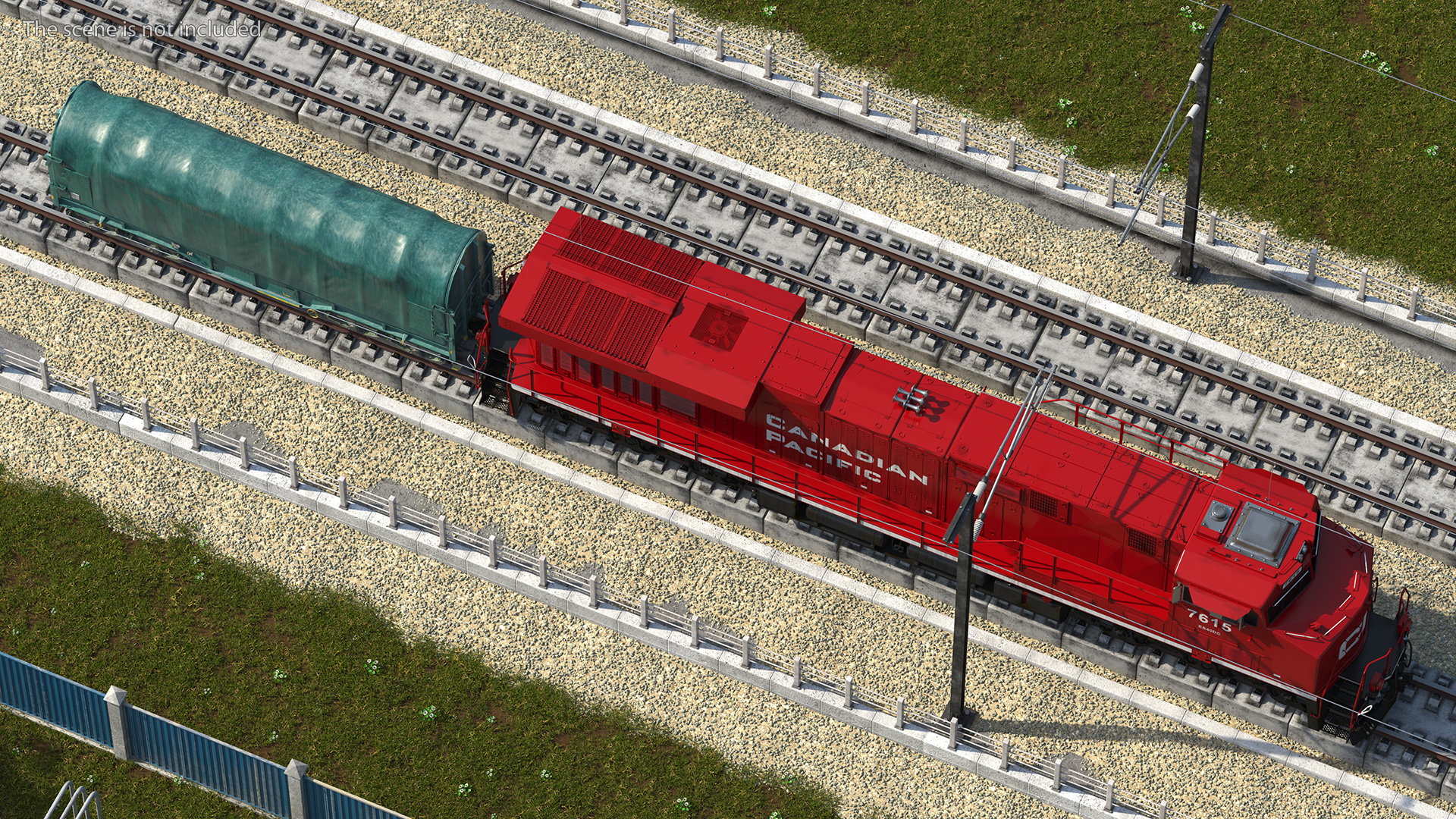 3D Locomotive Canadian Pacific with Tarpaulin Freight Wagon