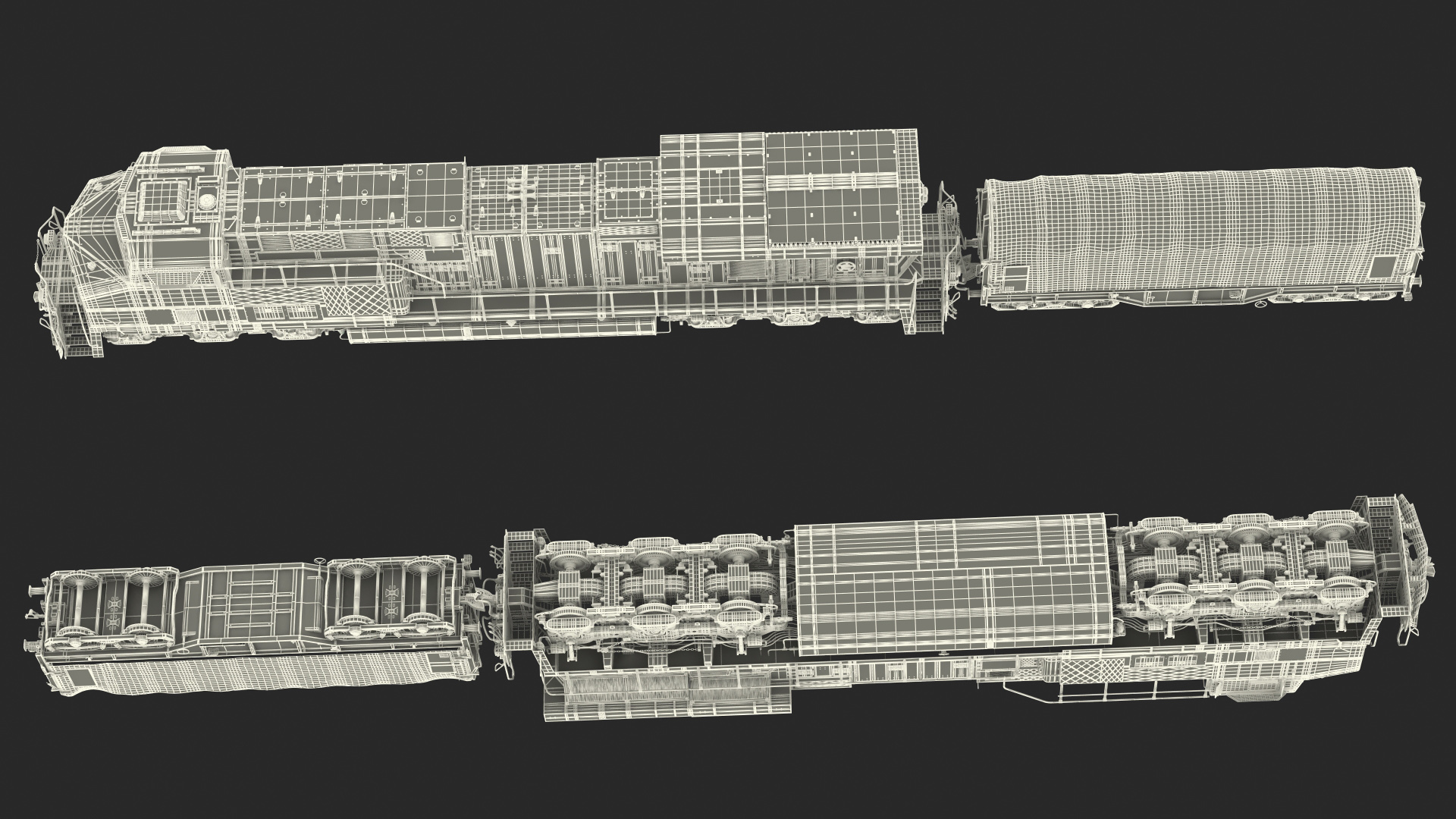 3D Locomotive Canadian Pacific with Tarpaulin Freight Wagon