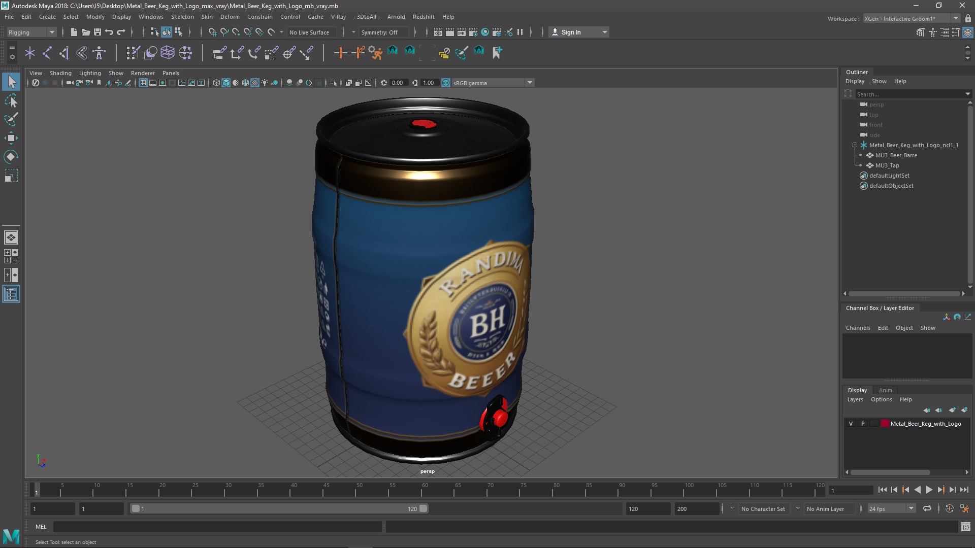 Metal Beer Keg with Logo 3D model