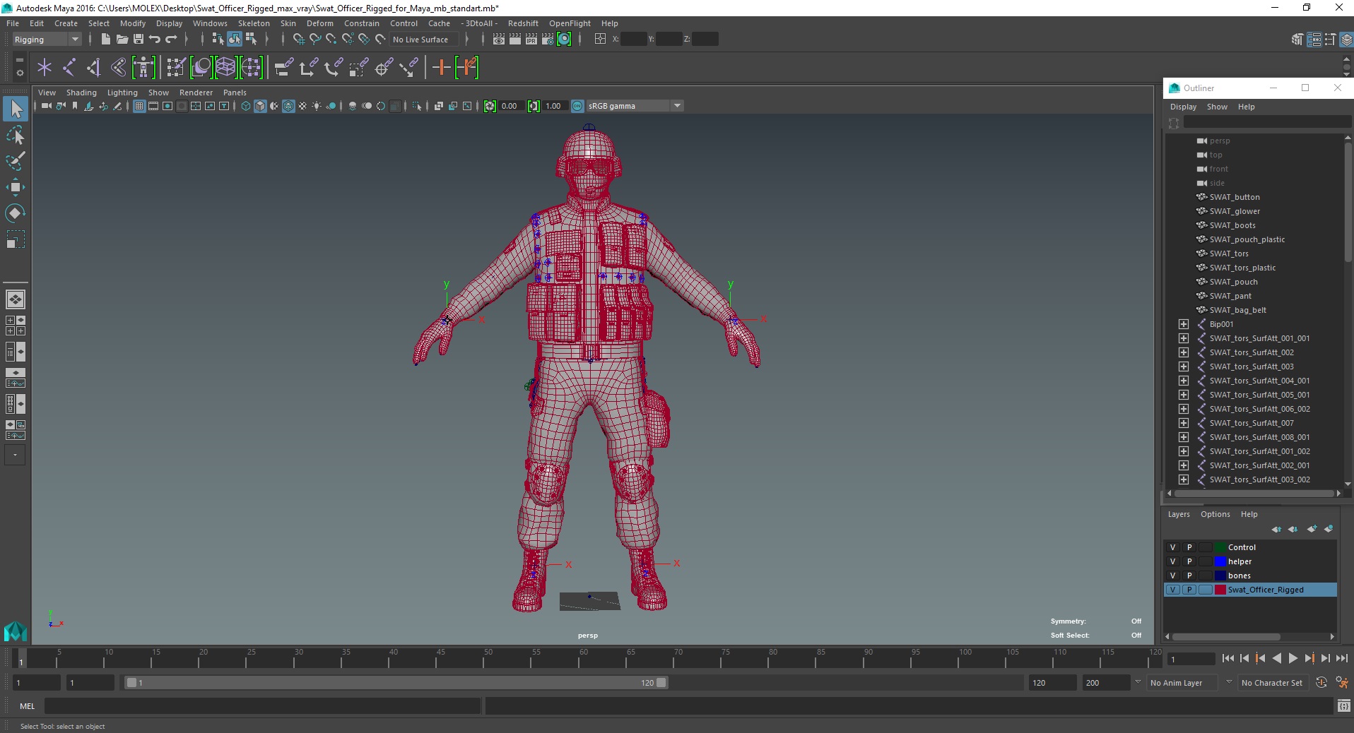 3D Swat Officer Rigged for Maya model